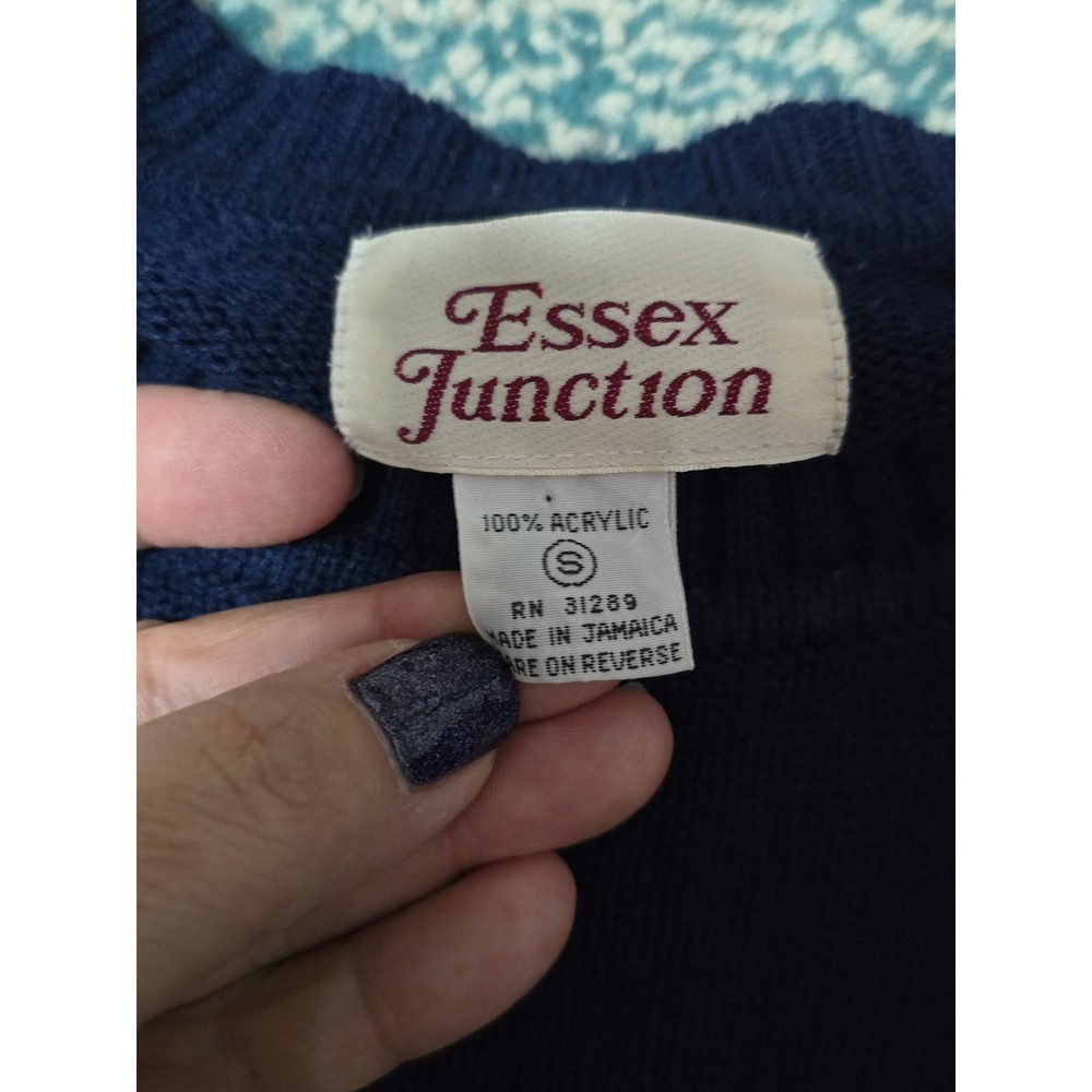 Essex Junction Mens Navy Blue Acrylic Crew Neck Long Sleeve Sweater Size S (AE) - Picture 5 of 5